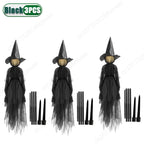 3PCS Halloween Colourful Glow Three Hand-Holding Witches Sound-activated hand-holding witch Halloween light up decoration props