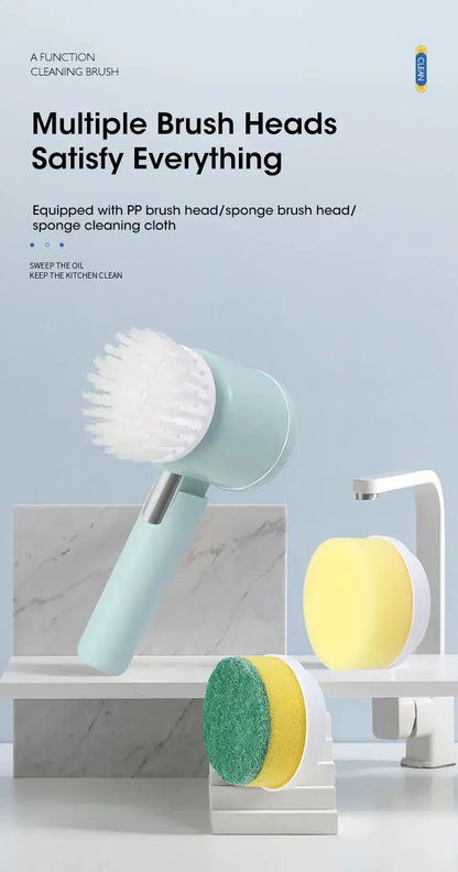 Electric Spin Scrubber, Bathroom Cordless Cleaning Brush Power Scrubber with 5 Replaceable Brush Heads, Electric Cleaning Brush Stone's Store
