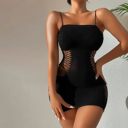 Abito Mini Slim Senza Maniche Nero Shaking Grocery Store