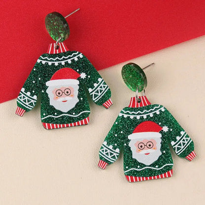 View details for Acrylic Sweater Christmas Earrings Snowflakes Santa Claus Cartoon