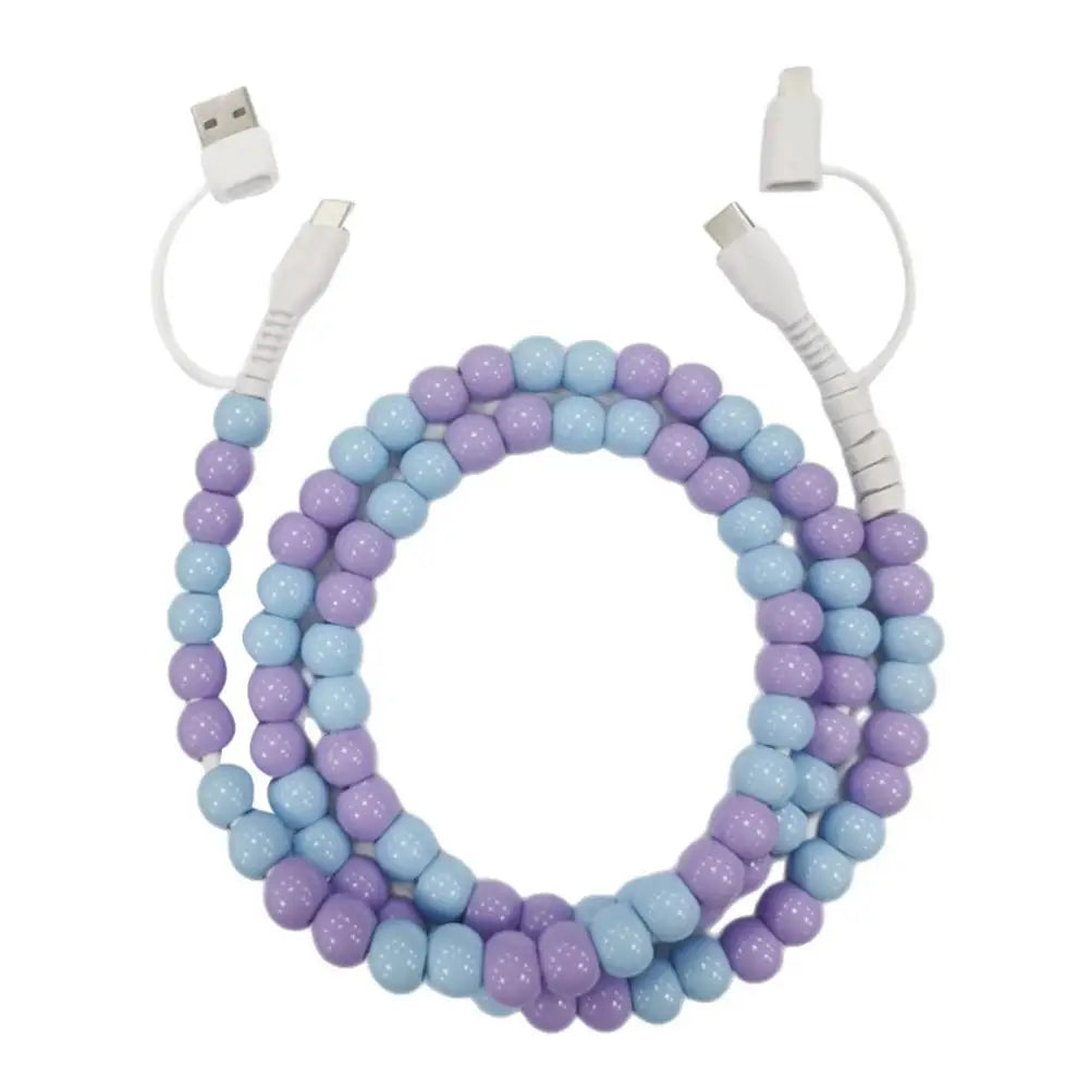 4-in-1 Beaded Charging Cable – 66W Fast Charge for All Devices!