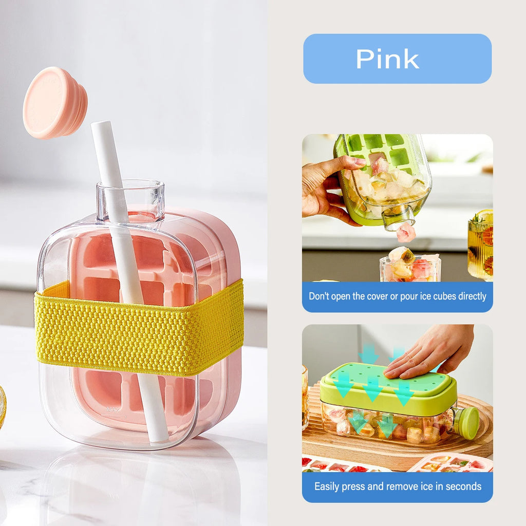 One-click Ice Mold  Cooler Cup Ice Cream Machine Ice Maker  No need to open the lid lce making cup Outdoor Straw Fitness Cup