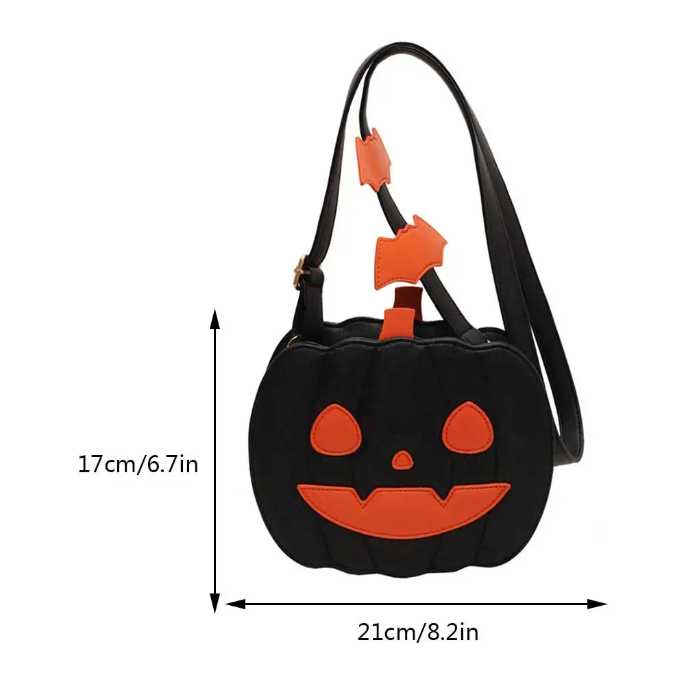 Bolso de mujer Bolso cruzado de calabaza Bandolera de piel sintética Novedoso monedero de calabaza con cremallera Correa ajustable Bolso divertido de Halloween