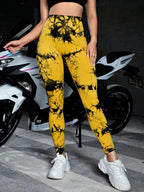 Hip Lifting Seamless Fitness Gym Leggings Tie-Dye Yoga Pants Women's Exercise Tights Tummy Control High Waist Workout Pants