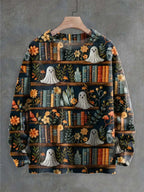 Autumn Winter Digital Printing Halloween Sweater Women Round Neck Party Club Knitwear Tops Casual Street Knit Jumpers Pullover