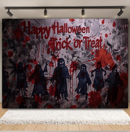 Horror Halloween Backdrop Blood Splatter Ghosts Bloody Handprints Haunted House Party Decor Photography Background Photo Studio
