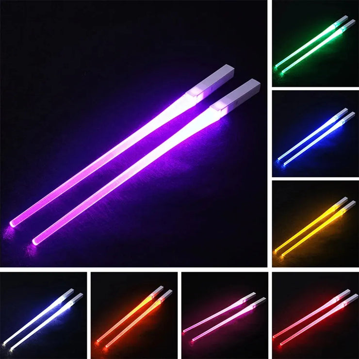 1 Pair LED Lightsaber Chopsticks Luminous Reusable Kitchen Light Up