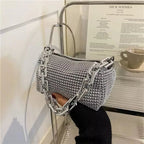 Allover Rhinestone Bucket Bag, Glitter Chain Prom Purse, Women's Mini Crossbody Bag (6.3*3.54) Inch Stone's Store