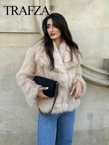 Women's Fashion Cropped Faux Fur Jacket Stone's Store
