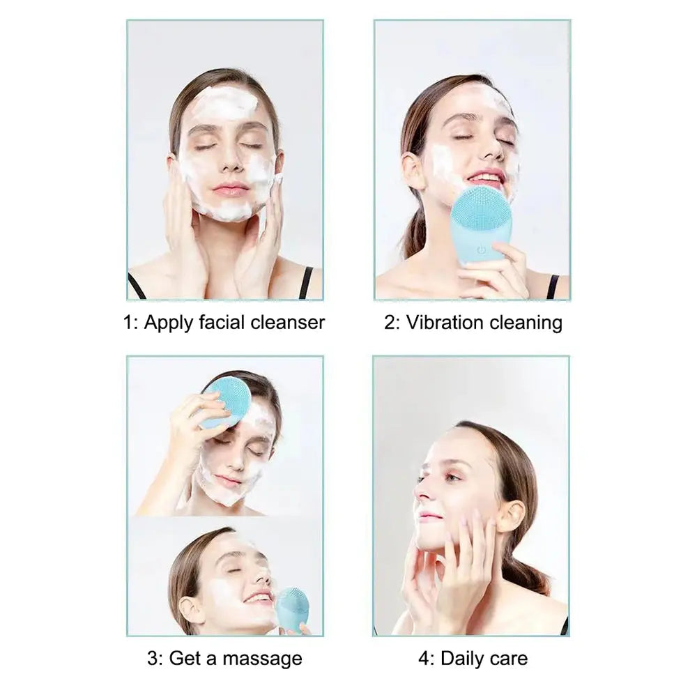 Electric Silicone Facial Cleanser Massager Skincare Massage Tool