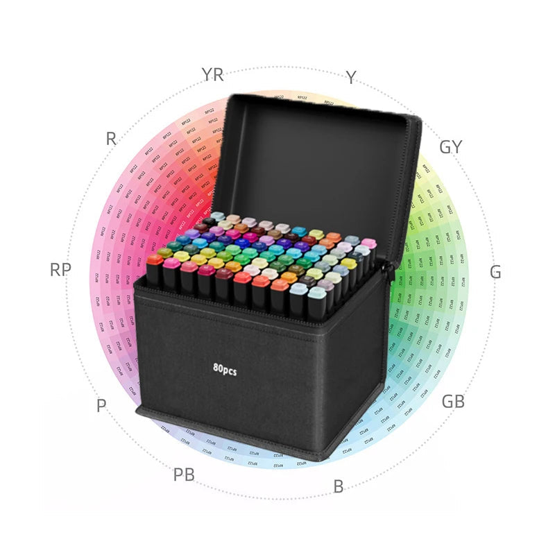 12/24/30/40/60/80/100/120/168pcs Art Marker Set, Watercolor Brush Pens For Students, Dual Tip Oil-Based Markers For Art Students Stone's Store