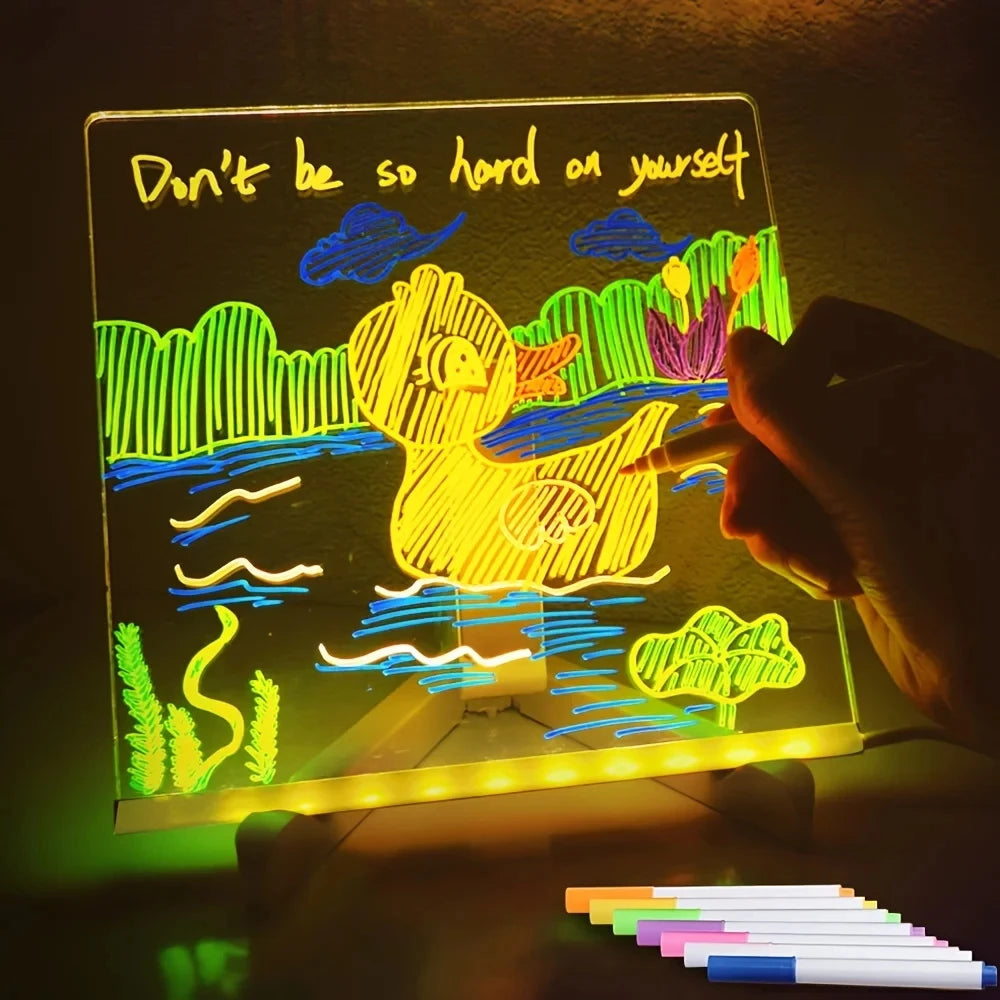 LED light up acrylic message board Erasable USB Children's Drawing AliExpress