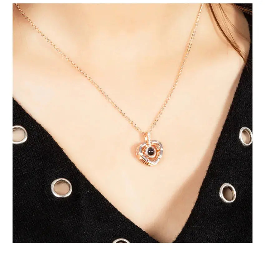 Collar de Proyección 100 Idiomas Te Amo Colgante Collares Para