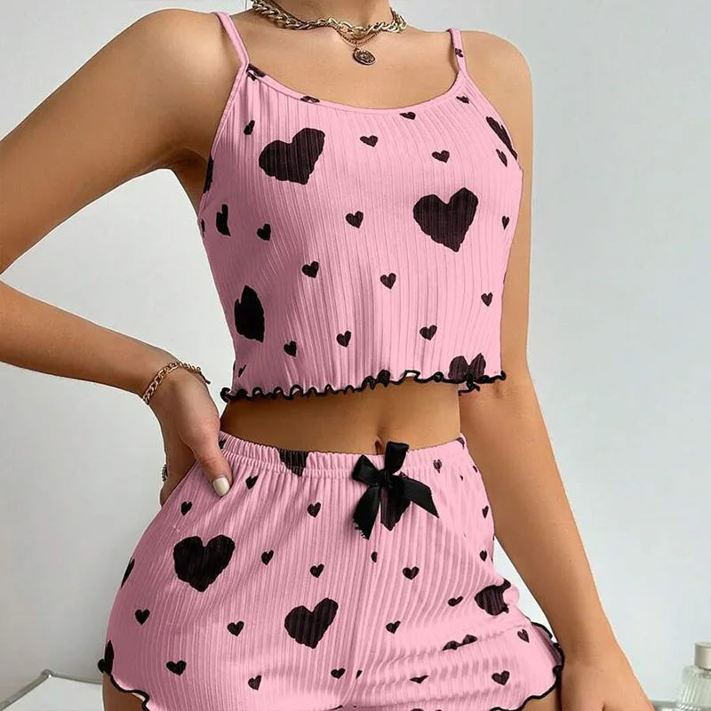Soft Casual Love Printing Pyjama Set Mili Flagship Store