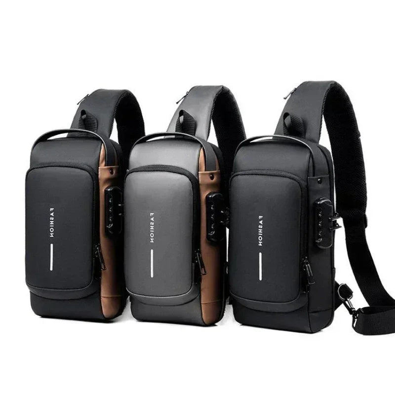 Bolso de pecho antirrobo para hombre, bolsos de hombro con carga USB, bandolera, mochila escolar para viajes cortos, bandoleras tipo bandolera Oxford para hombre
