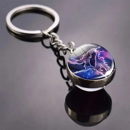 12 Constellation Keychain with Luminous Time Stone Pendant - Creative Fashion Accessory Gift Shop1103314747 Store
