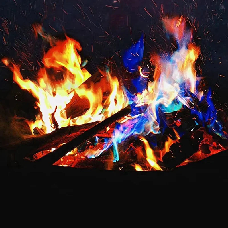 10 paquetes de fuego que cambian de color, polvo no tóxico para fogatas, hogueras y chimeneas, colores de llama seguros y vibrantes