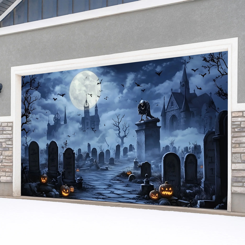 Vinilo Decorativo para Puerta de Garaje de Halloween – ¡Transformación Instantánea en Casa Encantada!