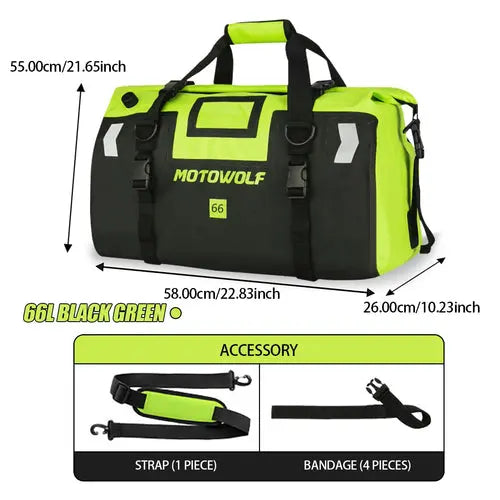 Bolsa Seca Impermeable para Moto con Reflectores, Bolsa de Viaje Duffle Trasera Esquí