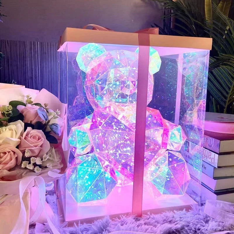 Glow-Up Holographic Teddy Bear – Magical Light-Up Plush for Cozy Nights! SINOHAMM Official Store