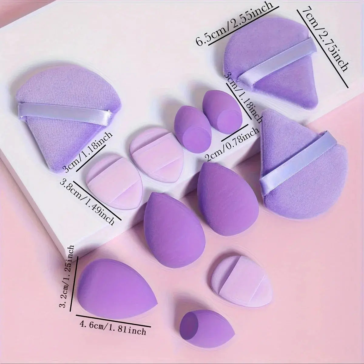 12-Piece All-Purpose Makeup Sponge Set, Made of 3 Loose Powder Puffs, 3 Mini Air Cushion Puffs, 3 Beauty Eggs and 3 Mini Beauty Shop Cherry Darling Store