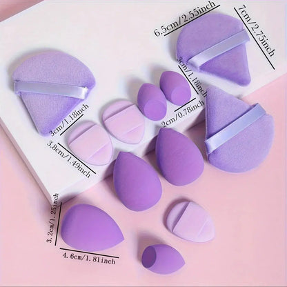 12-Piece All-Purpose Makeup Sponge Set, Made of 3 Loose Powder Puffs, 3 Mini Air Cushion Puffs, 3 Beauty Eggs and 3 Mini Beauty Shop Cherry Darling Store