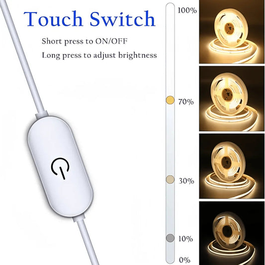 5V USB LED COB Touch Dimmer Light Strip - Flexible Diode Tape Stone's Store