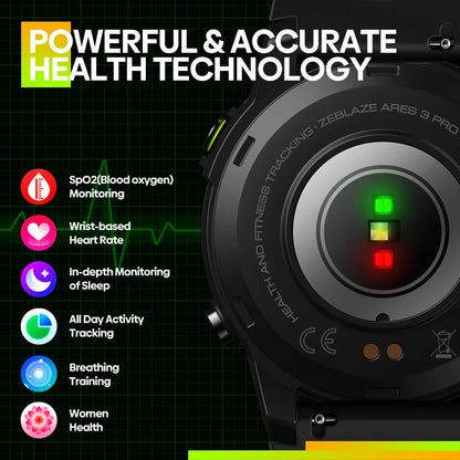 Zeblaze Ares 3 Pro Smart Watch Ultra HD AMOLED Display Voice Calling Function 100+ Sports Modes 24H Health Monitor Smartwatch Big Save Store