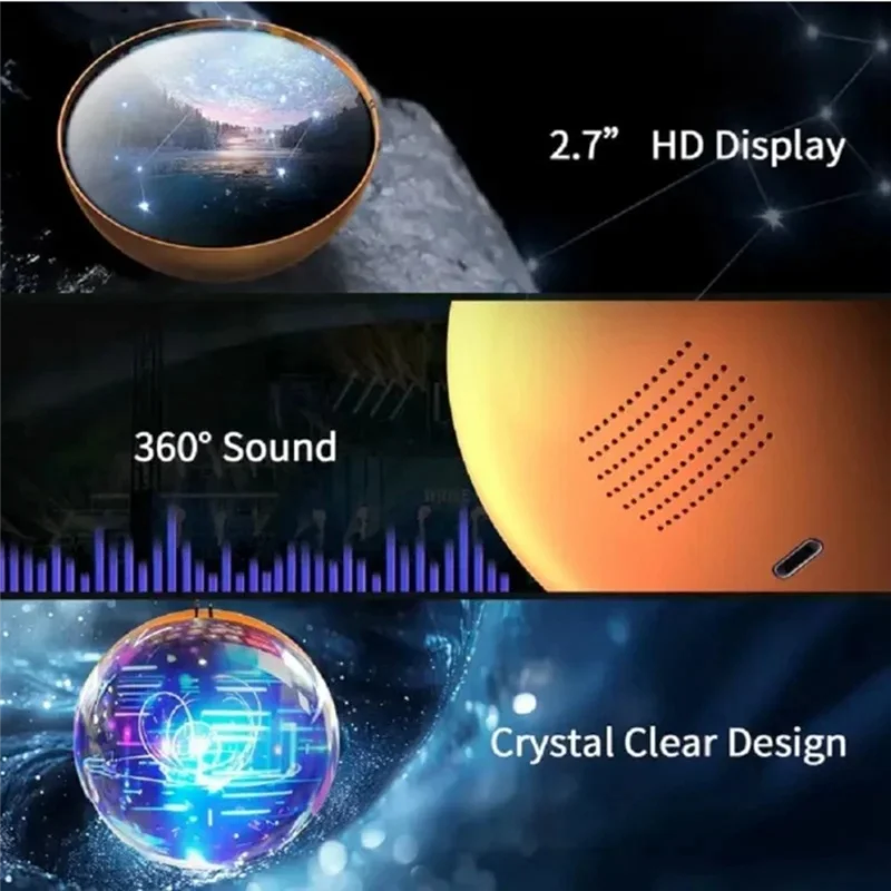 VisionSphere 3D – Esfera de cristal hipnotizante con pantalla de video