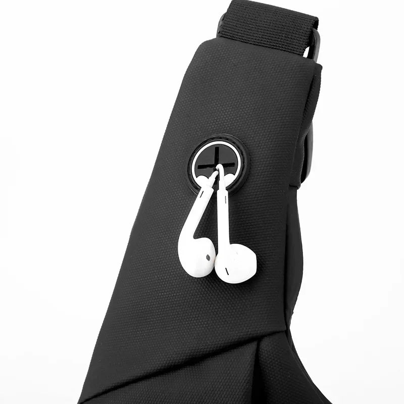 Bolso de hombro para hombre, bandolera Oxford impermeable con USB, bandolera multifunción, bolsa de pecho de viaje corta para bolsos de hombre