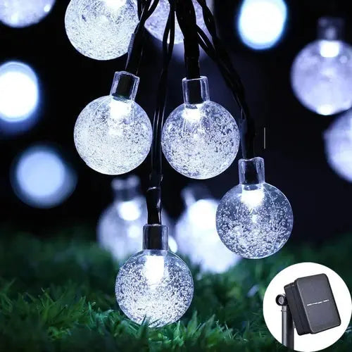 Solar Crystal Globe LED String Lights 60 LED 8 Lighting Modes IP65