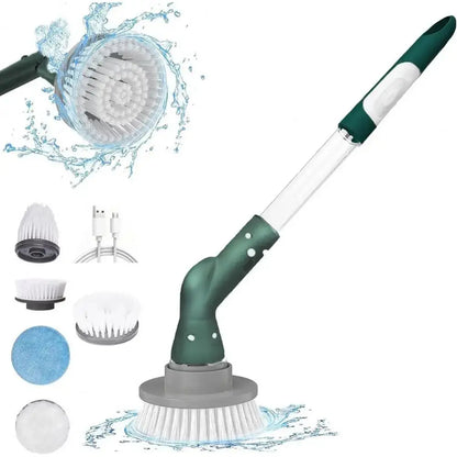 Cordless Electric Cleaning Brush With 4 Replaceable Heads Auto Spin