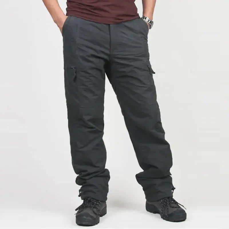 Winter Men Thick Fleece Thermal Multi-pocket Straight Cargo Pants AliExpress