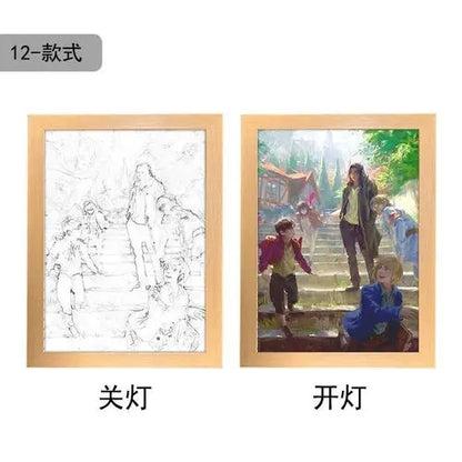 Attack On Titan Anime Figure Customized Night Light Painting Decor