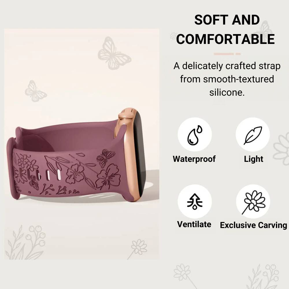 Levo Floral Engraved Silicone Band Personalized Strap Store