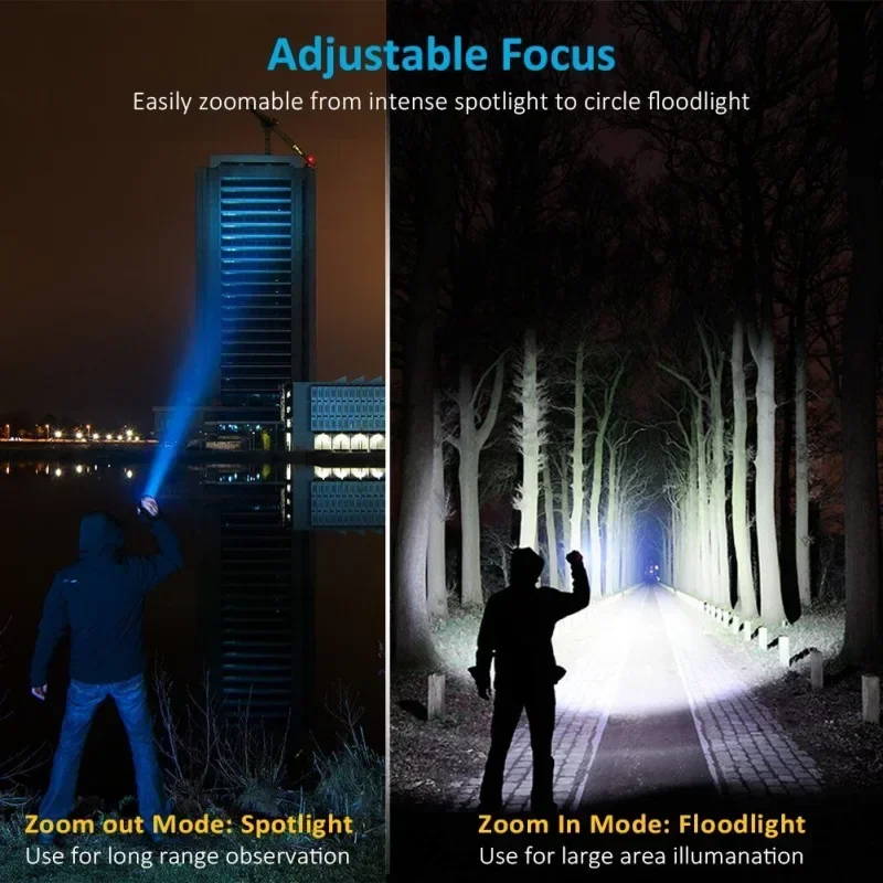 Super Bright LED Tactical Flashlight Zoomable Rechargeable XIWANGFIRE Lamp Store