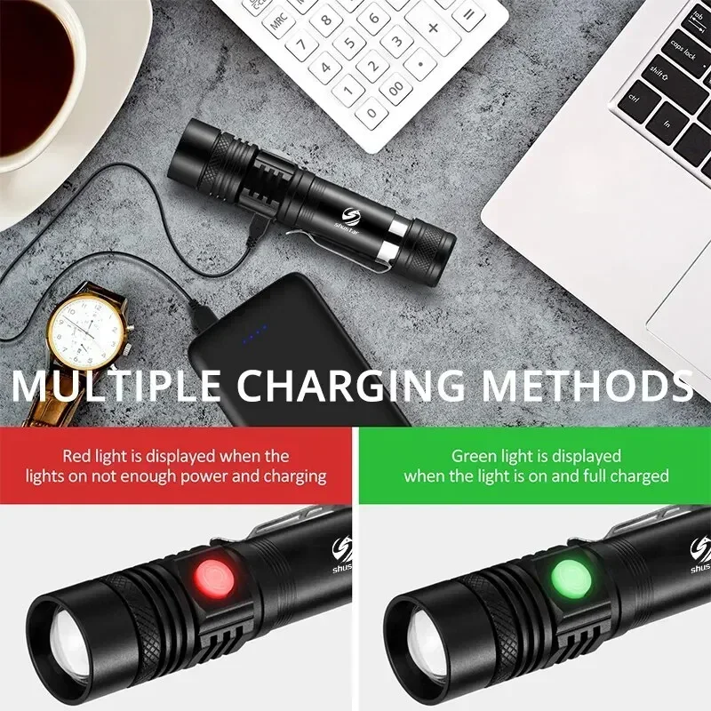 Super Bright LED Tactical Flashlight Zoomable Rechargeable XIWANGFIRE Lamp Store