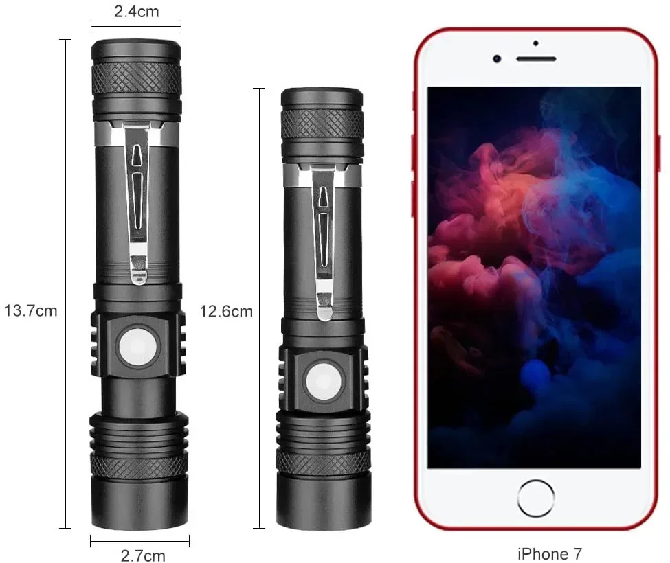 Super Bright LED Tactical Flashlight Zoomable Rechargeable XIWANGFIRE Lamp Store