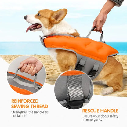 Dog Inflatable Swimsuit Easy to Carry Pet Life Jacket with Pump, Size: Chocolate Chronos
