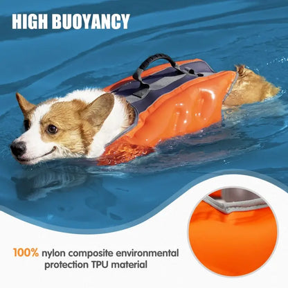 Dog Inflatable Swimsuit Easy to Carry Pet Life Jacket with Pump, Size: Chocolate Chronos