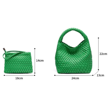 PU Leather Hand-woven Handbag 2 in 1 Single-shoulder Messenger Chocolate Chronos