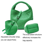 PU Leather Hand-woven Handbag 2 in 1 Single-shoulder Messenger Chocolate Chronos