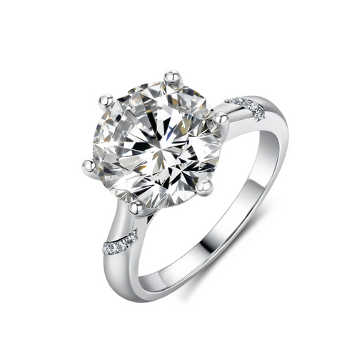 5CT Round Cut Accented Lab Diamond Ring Silver Jewelry Supplier Store
