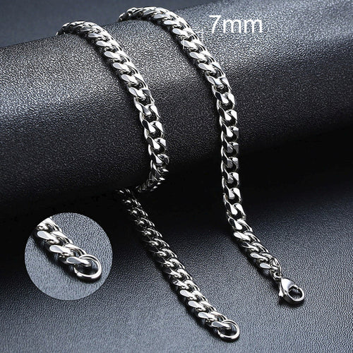Vnox Cuban Chain Necklace For Men Women, Basic Punk Stainless Steel