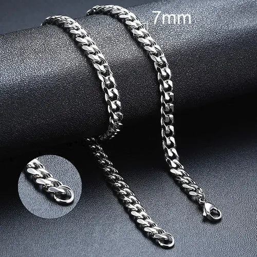 Vnox Cuban Chain Necklace For Men Women, Basic Punk Stainless Steel