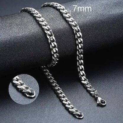 Vnox Cuban Chain Necklace For Men Women, Basic Punk Stainless Steel