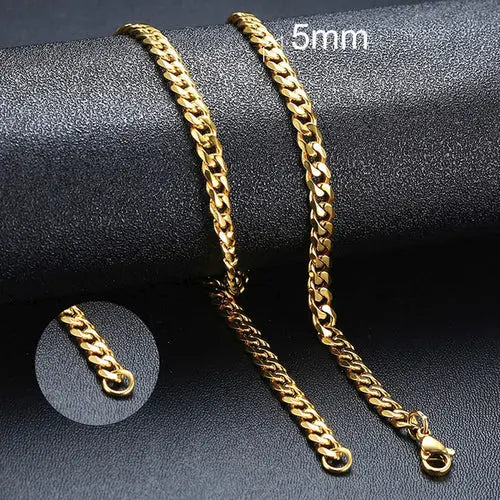 Collar de Cadena Cubana Vnox para Hombre Mujer, Punk Básico de Acero Inoxidable