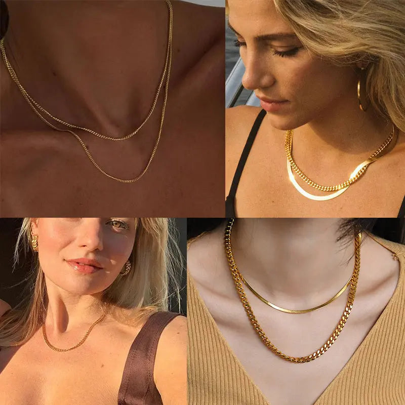 Collar de Cadena Cubana Vnox para Hombre Mujer, Punk Básico de Acero Inoxidable