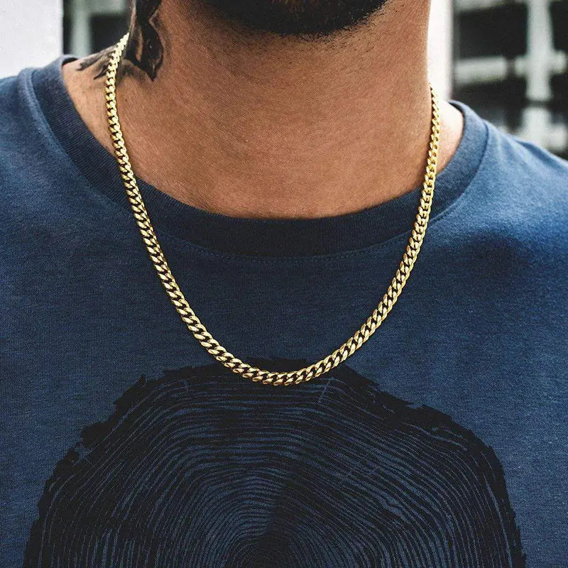 Collar de Cadena Cubana Vnox para Hombre Mujer, Punk Básico de Acero Inoxidable