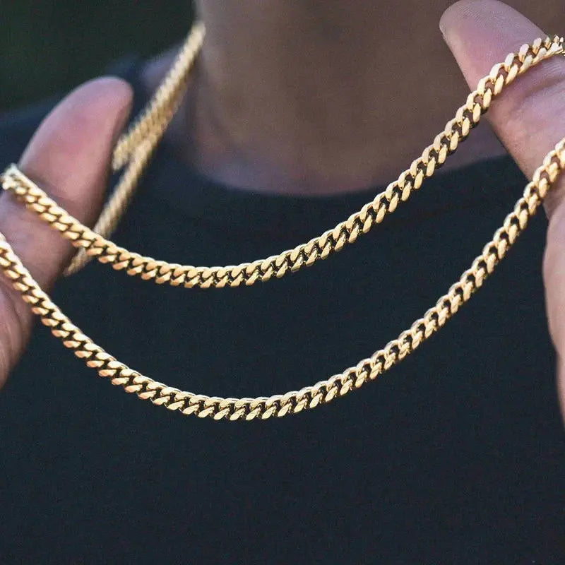Collar de Cadena Cubana Vnox para Hombre Mujer, Punk Básico de Acero Inoxidable